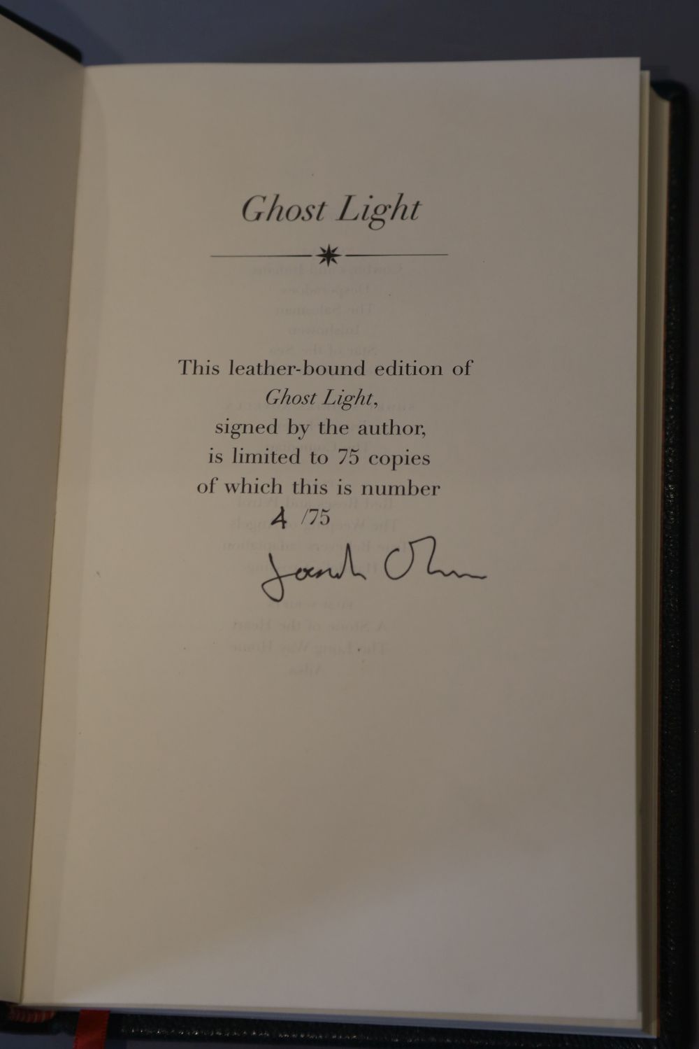 OConnor, Joseph - Ghost Light, one of 75, signed by the author, 8vo, green decorated leather boards, with slip case, Harvill Secker, L